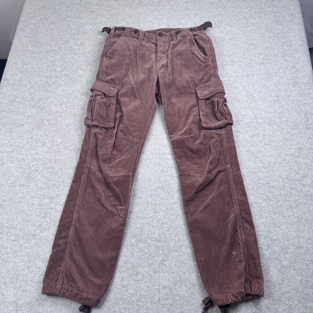 Mnml Cargo Pants Mens 29 (30x30) Brown Corduroy Adjustable Waist Utility